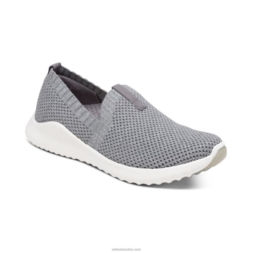 アンジー アーチ サポート スニーカー 女性 Aetrex きらめくグレー 0888T125