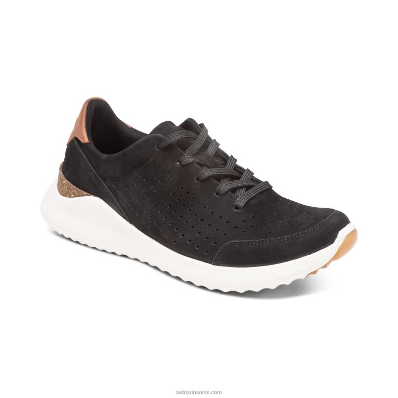 ローラ アーチサポート スニーカー 女性 Aetrex 黒 0888T135