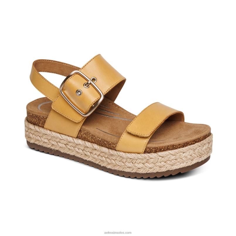 ヴァニア アーチ サポート プラットフォーム サンダル 女性 Aetrex 黄色 0888T195