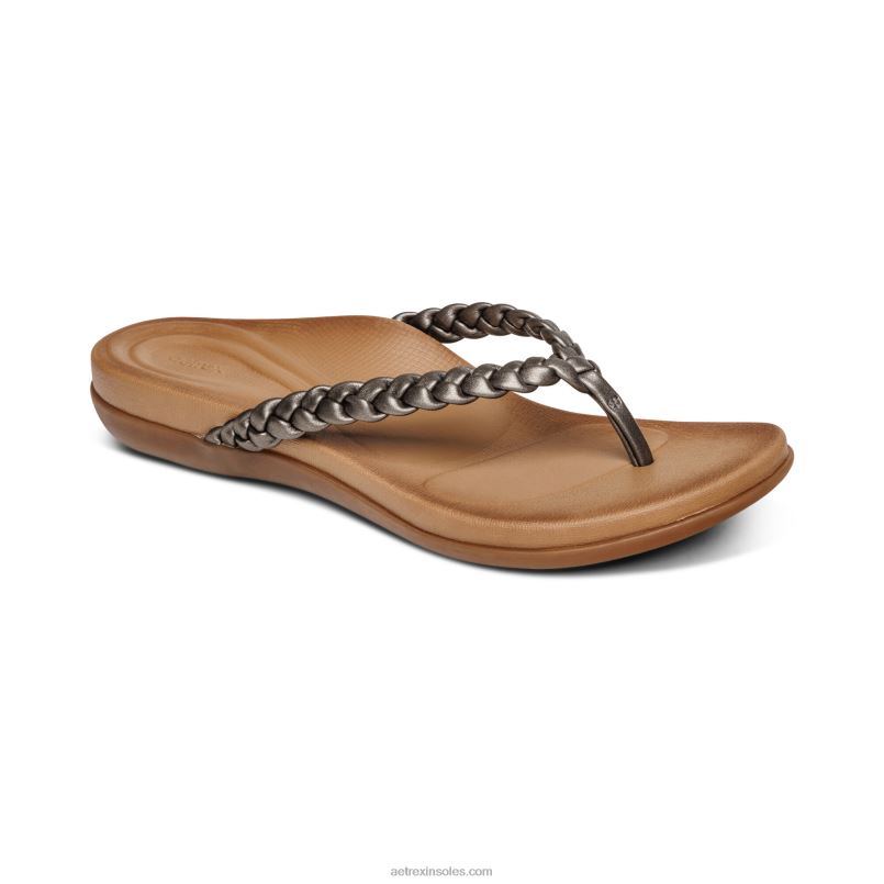 レイチェルトングサンダル 女性 Aetrex ピューター 0888T244