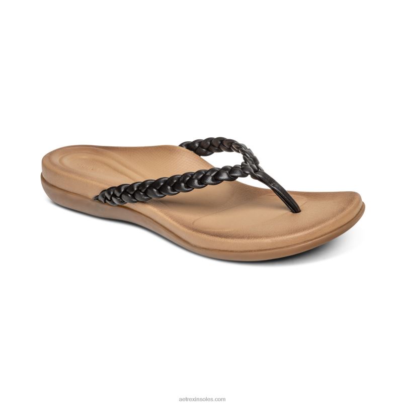 レイチェルトングサンダル 女性 Aetrex 黒 0888T246