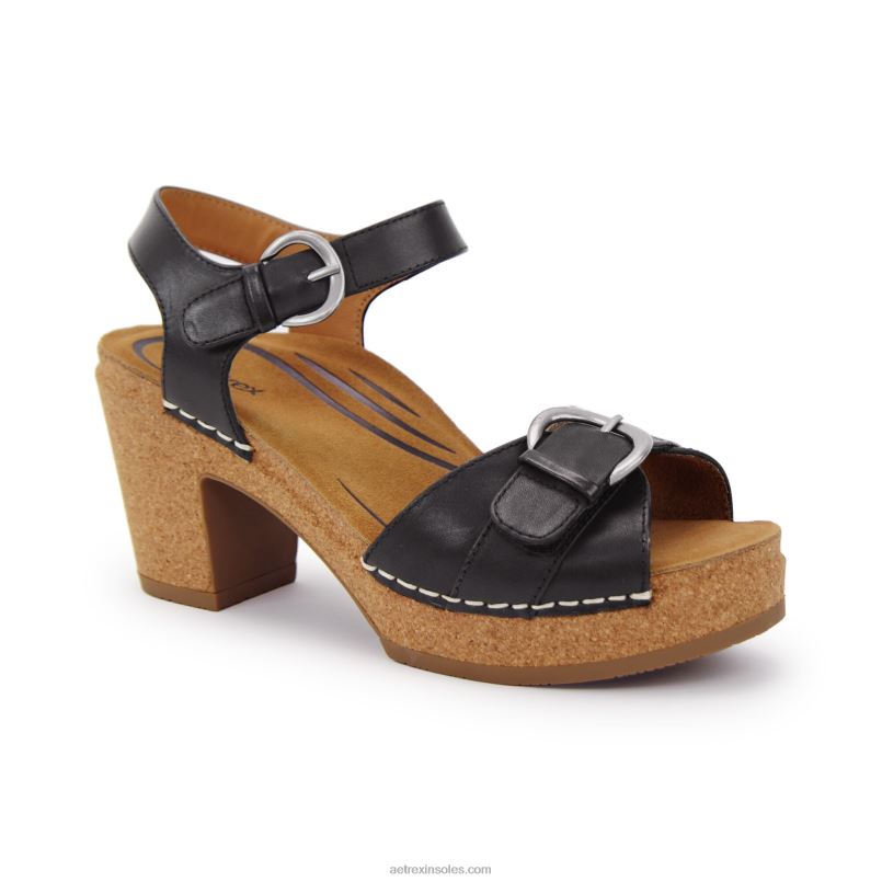 トリーのオープントゥヒール 女性 Aetrex 黒 0888T268